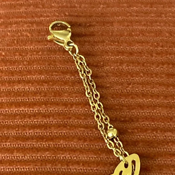 Gold Toned double-strand Butterfly Anklet - Picture 4 of 9